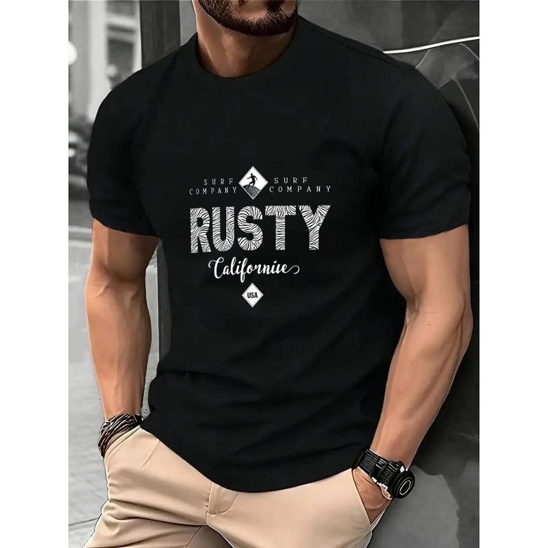 European sizes Men'S Rusty California Surf Company Graphic T-Shirt - Casual Summer Tee with Print, Breathable & Comfortable Fabric