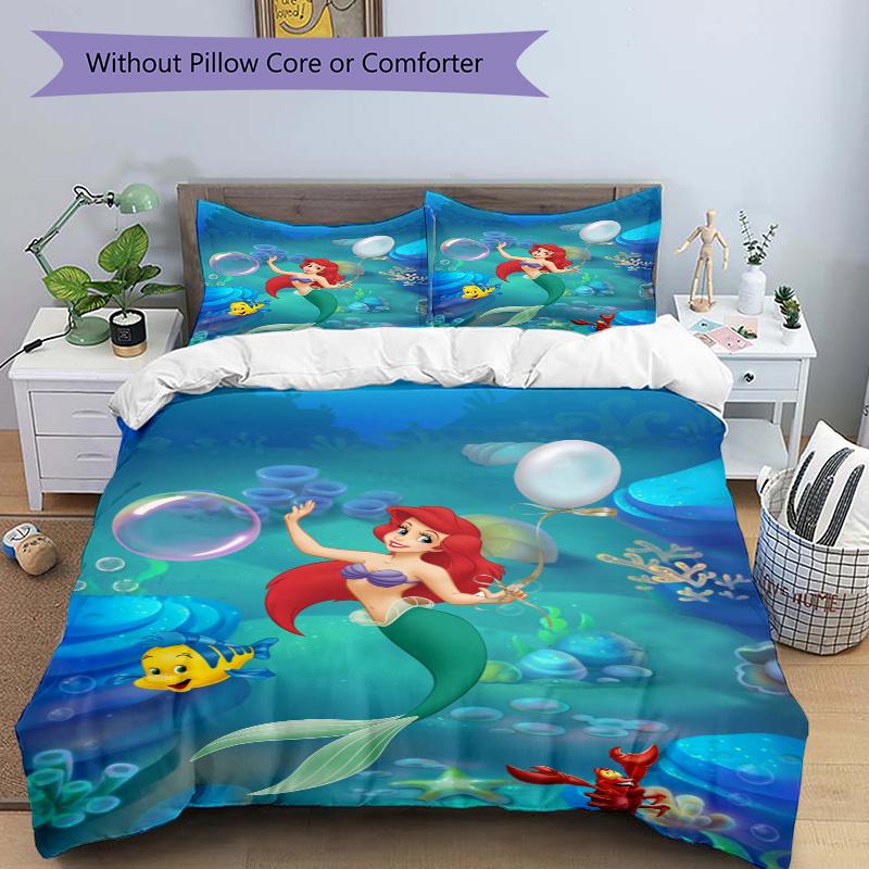 Mermaid Friends Underwater Print 3Pcs Bedding Setduvet Cover With 2 Bedropillowcase Home Birthday Gift