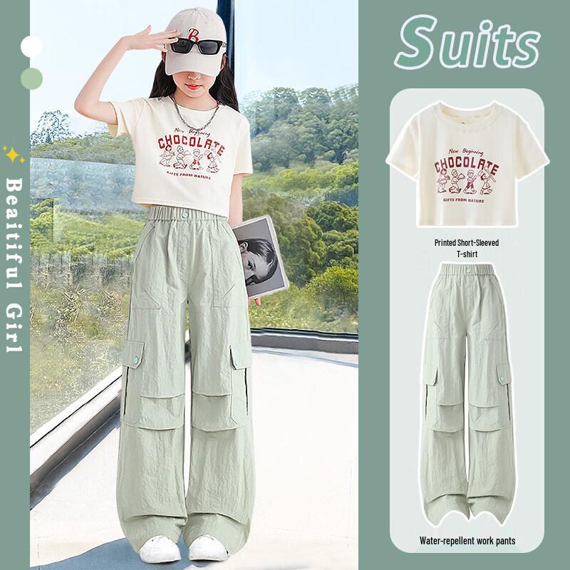 Moonkids Girls  Summer Short-Sleeve T-Shirt & Overalls Set 150cm