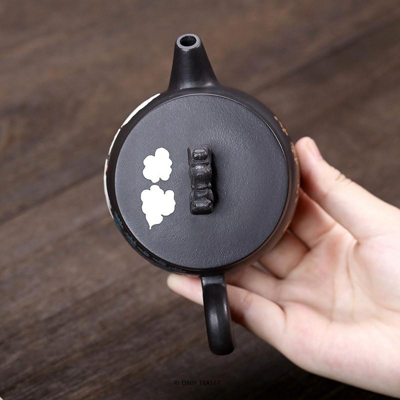 180ml Chinese Yixing Purple Clay Teapot Beauty Kettle Famous Handmade Flying Crane Pattern Tea Pot Zisha Tea Set Customized