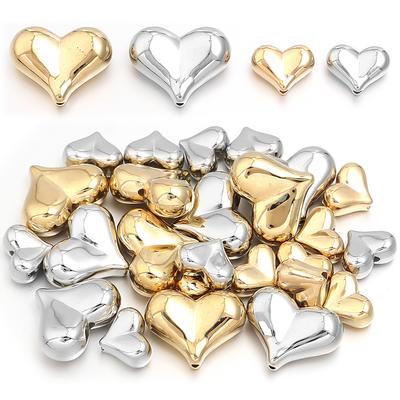 20-30pcs CCB Heart Beads Plastic Loose Spacer Beads For Jewelry Making DIY Necklace Bracelet Earring Phone Key Chain Accessories