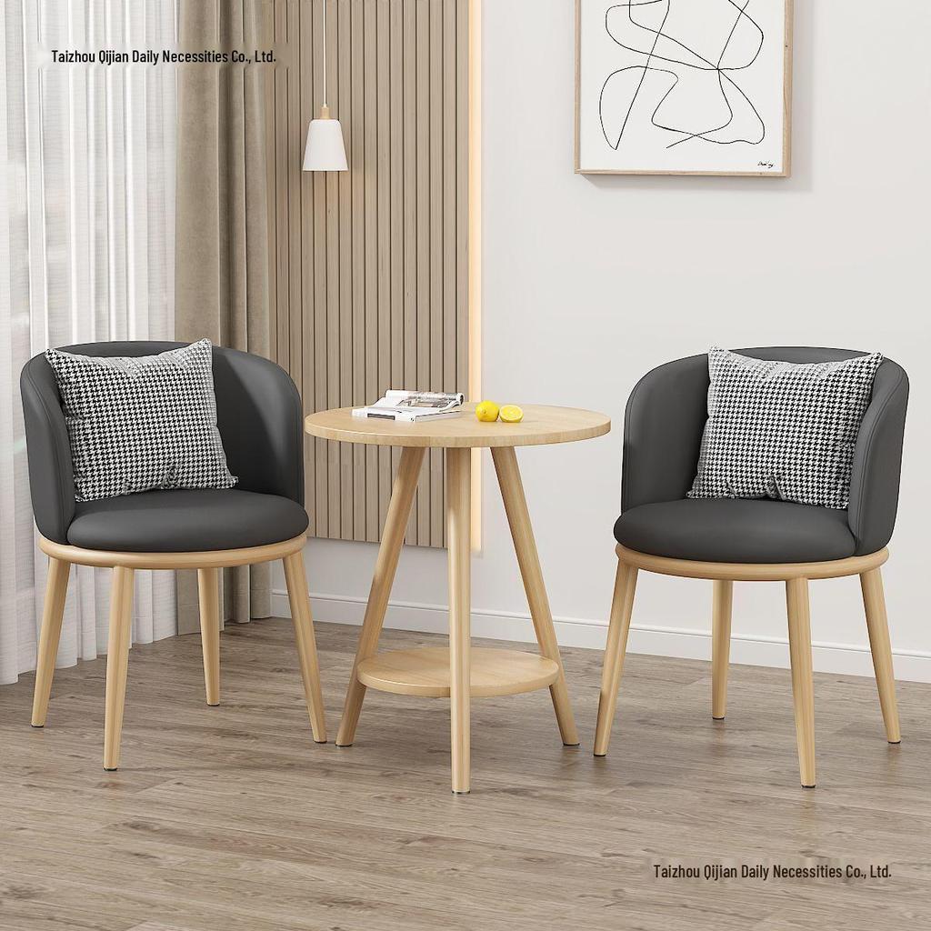 Light Luxury Balcony Tea Table & Chairs Set: Modern 3-Piece for Hotel or Bedroom - Includes One Table & Two Chairs