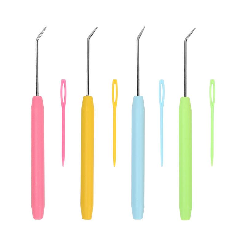 3pcs Knitters Crochet Hook Kit With 2 Pcs Plastic Knitting Sewing Needles Sewing Needles Loom Knit Hook Set Sewing Tools