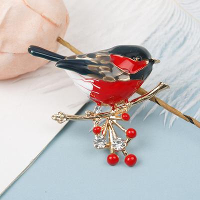 1PC Red Bird Brooch  Ainmal Brooches  Year Designer Jewelry Gift
