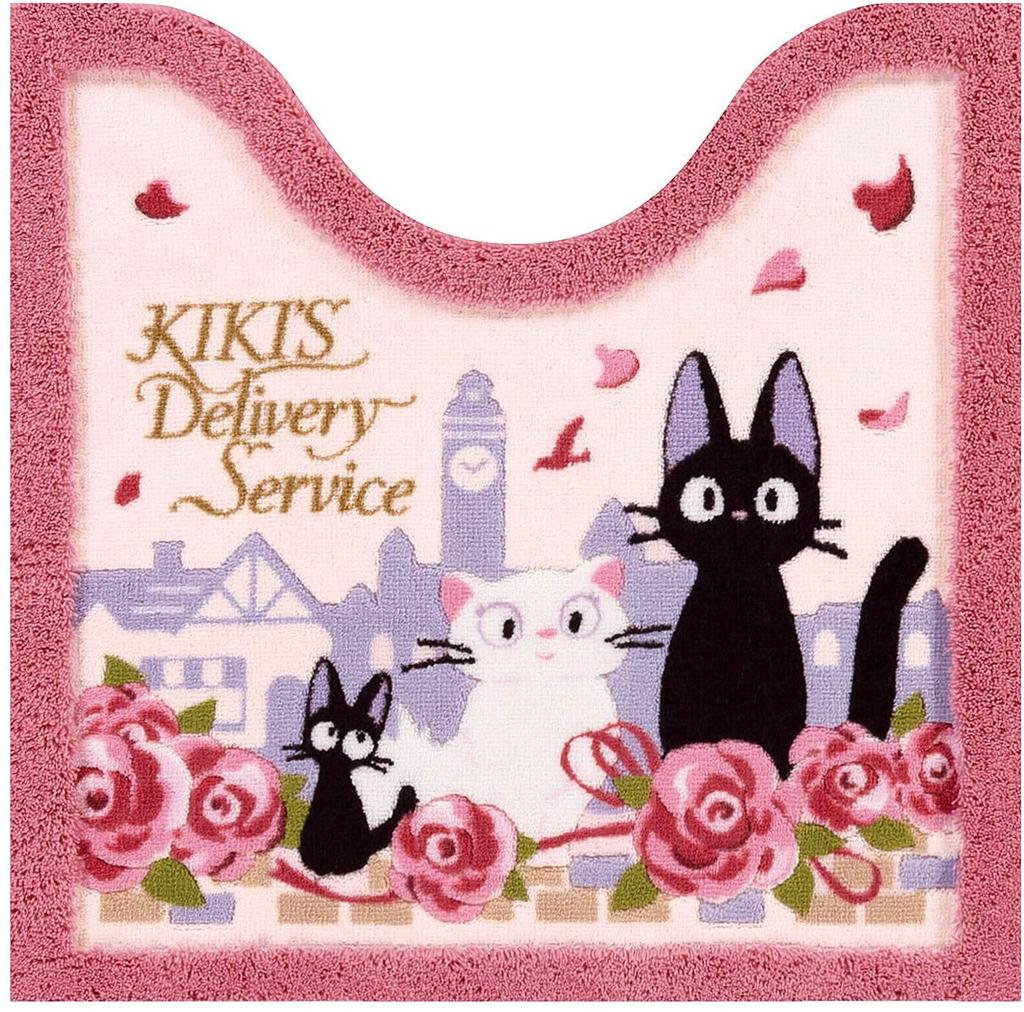 Delivery Service Toilet Mat Set Toilet Seat Cover Standard Size Toilet Mat Slippers Paper Holder A Date with Jiji Kiki's 4-Piece (Washable + + +