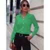 Chemise Femme Tempérament Décontractée Ample Confortable Bouton Revers Mode Chemise Couleur Unie Manches Longues Chemise de Bureau Femme