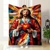 "Sacred Heart of Jesus Art Blanket" Patterned Flannel Blanket Perfect for the Bedroom Living Room, Sofa, or a Little Nap