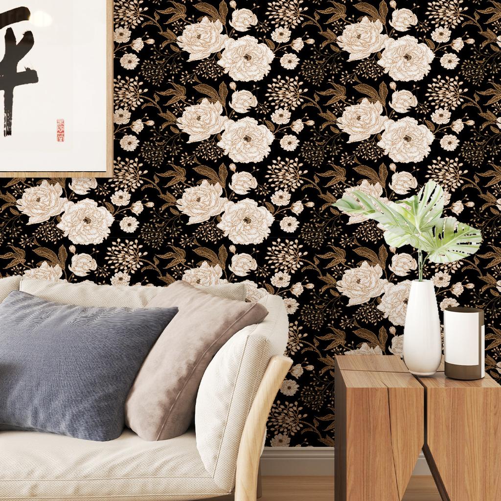 Thickened Wallpaper Self-Adhesive High-End Wall Decoration Flower Green Plant Wall Sticker Room Decoration