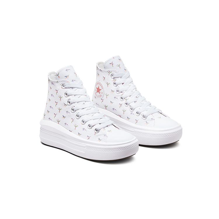 Converse Thick Sole Height Increasing Durable High Top Canvas Shoes Kids Sneakers White A01023C