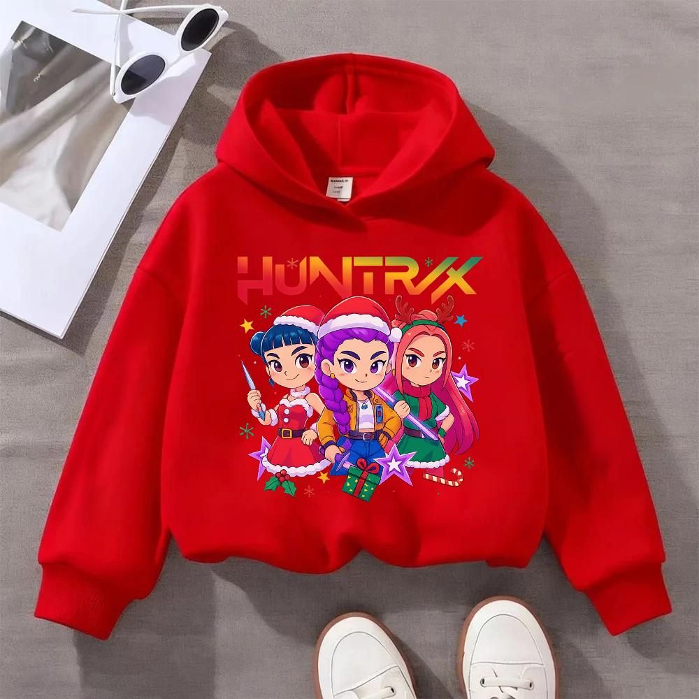Adorable Kids Christmas Hoodie with Cute Anime Girls Design HUNTRIX Perfect for Festive Season