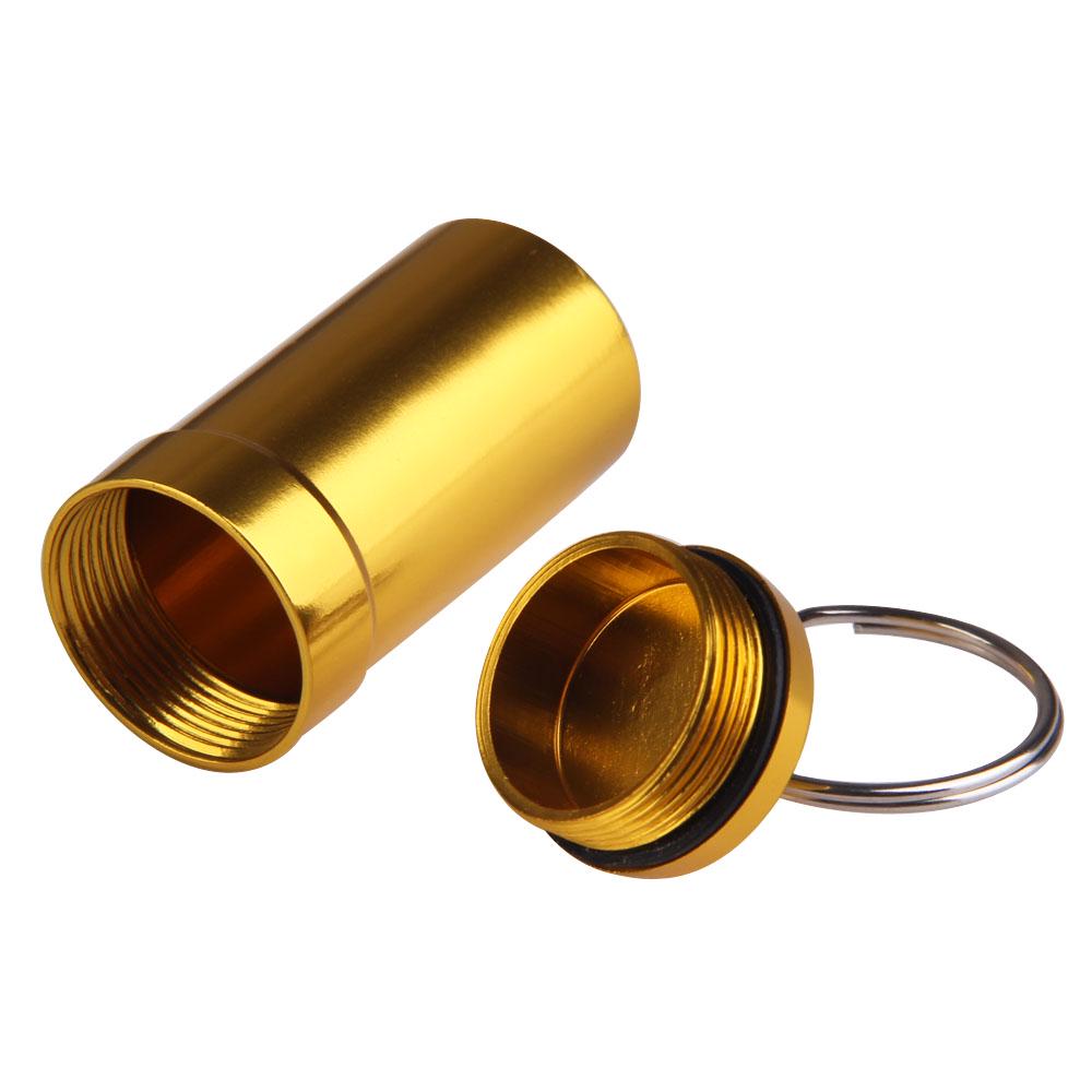 Mini Pill Box Keychain Aluminum Alloy Outdoor Pocket Pill Box Container Metal Mini Pill Organizer for Medicine Organization