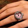 Heart Mini Italian Charm Finger Watch Ring Roman Numeral Quartz Watch for Women Men Fashion Finger Ring Watch Jewelry
