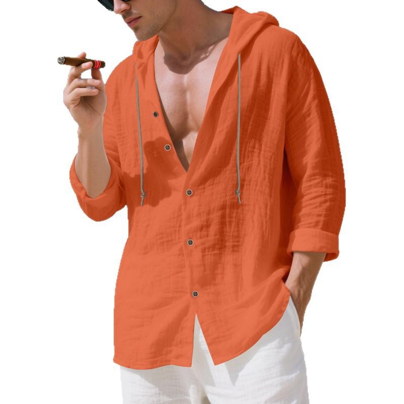American Spring Autumn Loose Fifteen Color Solid Color Men's Casual Long Sleeve Hooded Cardigan
