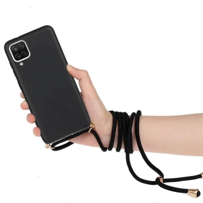 Coque de protection - E.F.Connection - Pour Xiaomi 10T Pro - Silicone Souple - Couleur Unie - Collier Cordon Noir