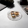 Round Stone Texture Glass Dessert Plate - Small, Transparent Snack & Fruit Dish