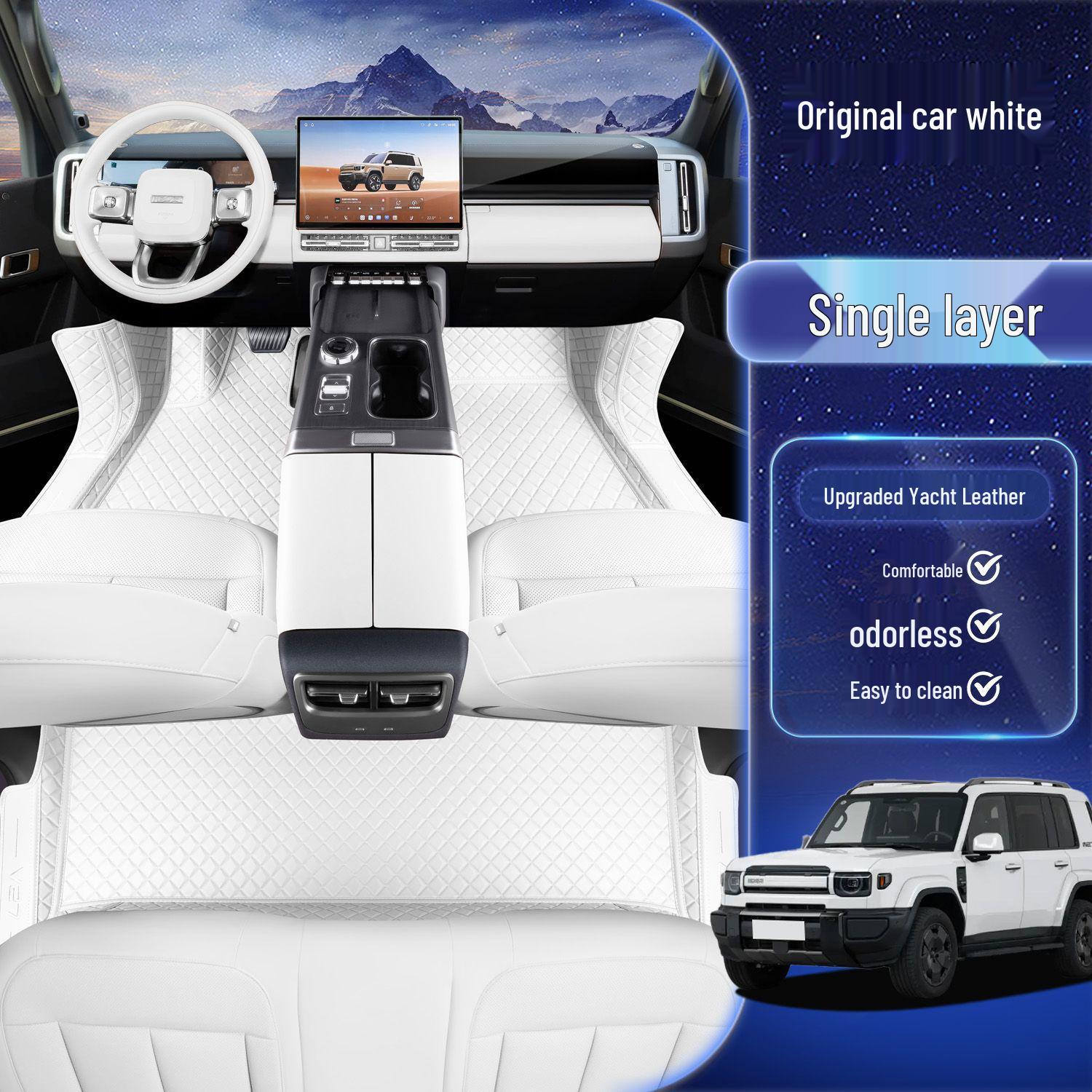 Custom Floor Mats & Bumper Accessories for Chery iCAR V27 White Single-layer Mats