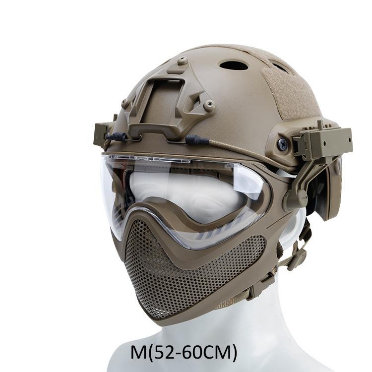 Tactical Helmet   Mask   Goggle Sets Outdoor Airsoft Paintball Helmet with Goggles FAST PJ Helmets CS Game Full Face Protection