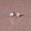 PONYKISS Real  Sterling Silver Round Zircon Stud Earrings For Women Classic Fine  Minimalist Ear Piercing Accessories