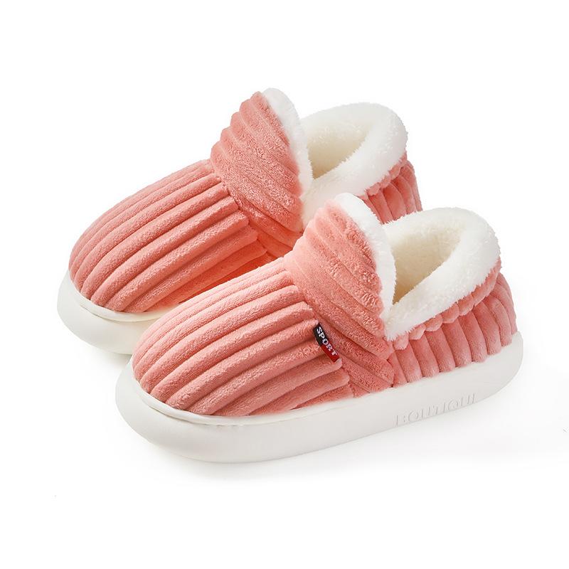 Cross-Border Heeled Winter Cotton Shoes with Plush, Thick-Sole for Indoor Use - Warm for Women & Men