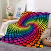 1Pc Rainbow Spiral Dots Blanket Soft And Comfortable Casual Warm Camping Travel Christmas Halloween Xmas Gift Em92424
