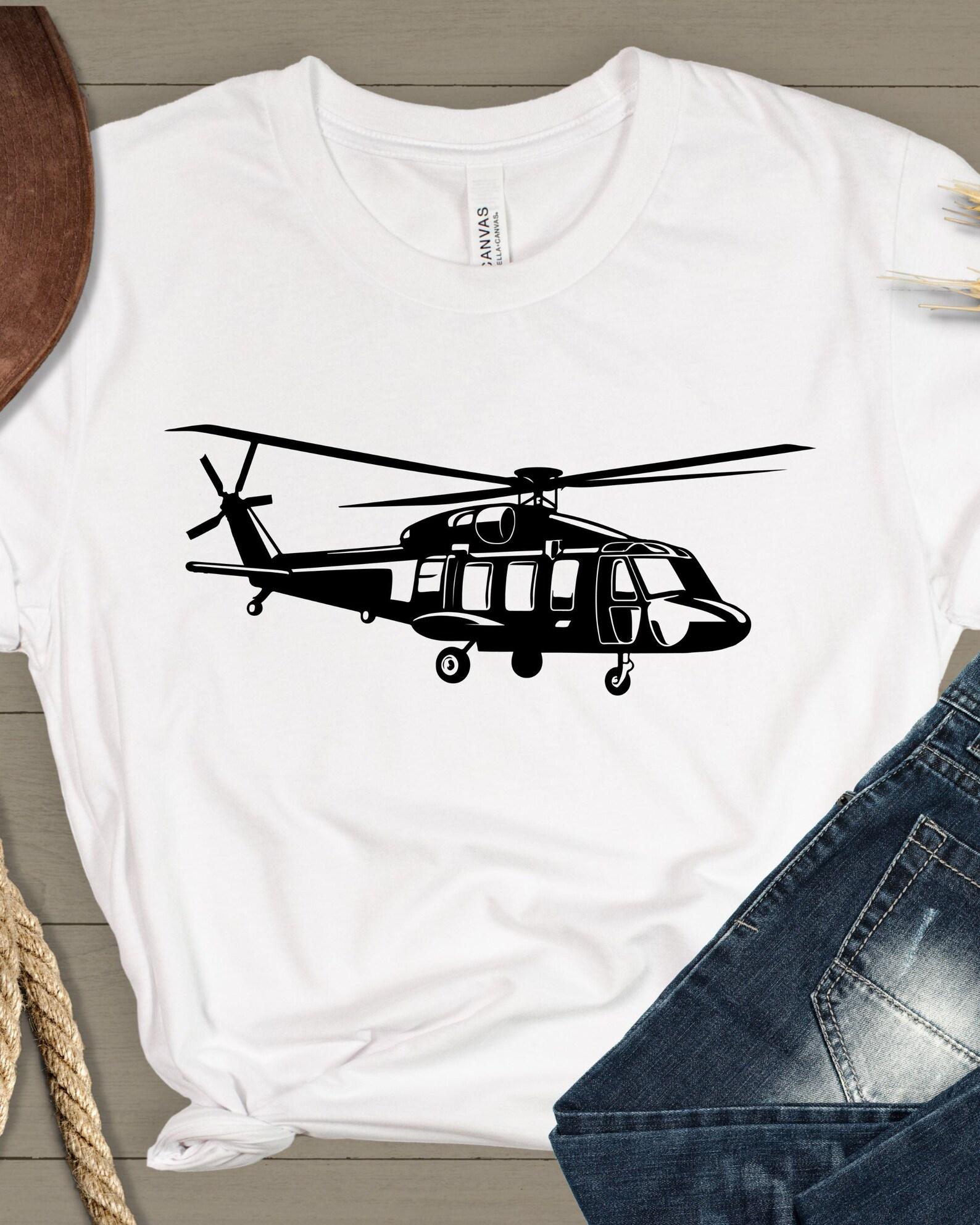 Black Military Helicopter Graphic T-Shirt | Aviation Aircraft Tee, 6 colors 2XL