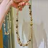 Maillard Natural Boutique Œil de Tigre Pierre Couleur Mixte Brun Mocha Doré Collier de Perles Collier pour Femme