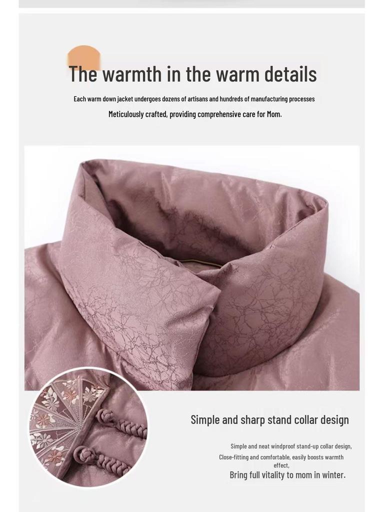 2025 Fashionable Short Winter Cotton Down Jacket for Middle-aged & Elderly Women, Warm Mom's Outerwear