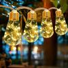 Vintage Hemp Rope Solar String Lights Outdoor, Waterproof Garden Decor Fairy Light for Patio Gazebo Fence Yard