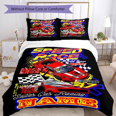 Juego de Ropa de Cama de Carreras con Nombre Personalizado de 3 Piezas, Cierre de Funda Nórdica Incluye 1 Funda Nórdica y 2 Fundas de Almohada, Suave y Cómodo para Todas las Estaciones.