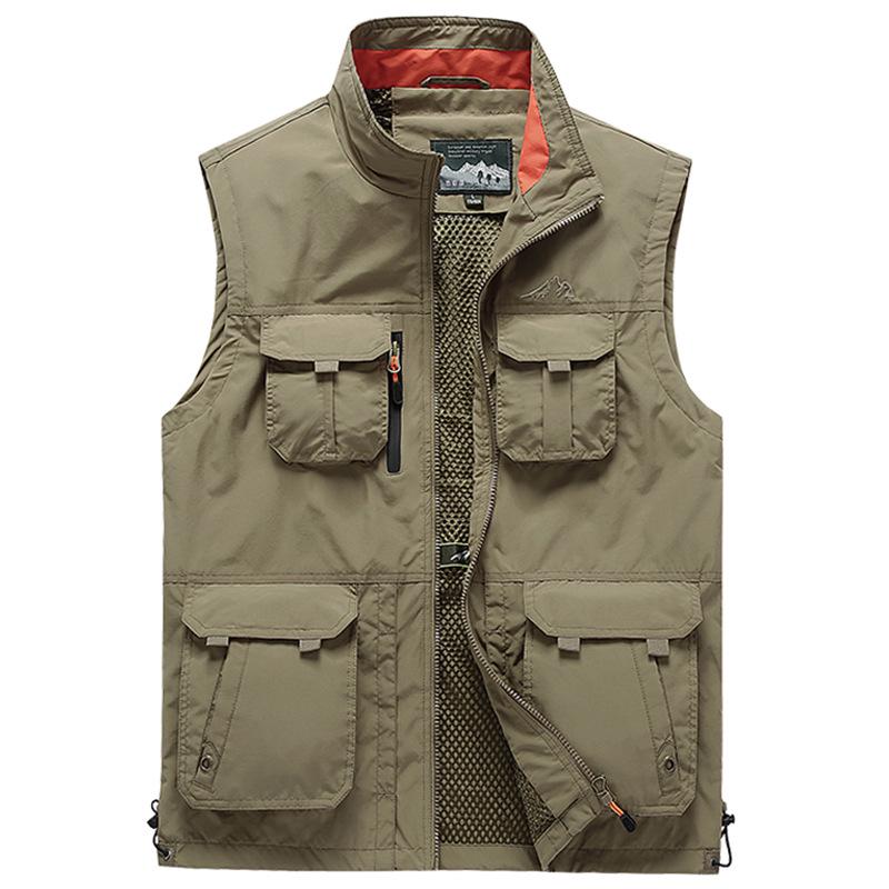 

Men s Lightweight Breathable Multi-Pocket Vest for Outdoor Activities 3XL хакі