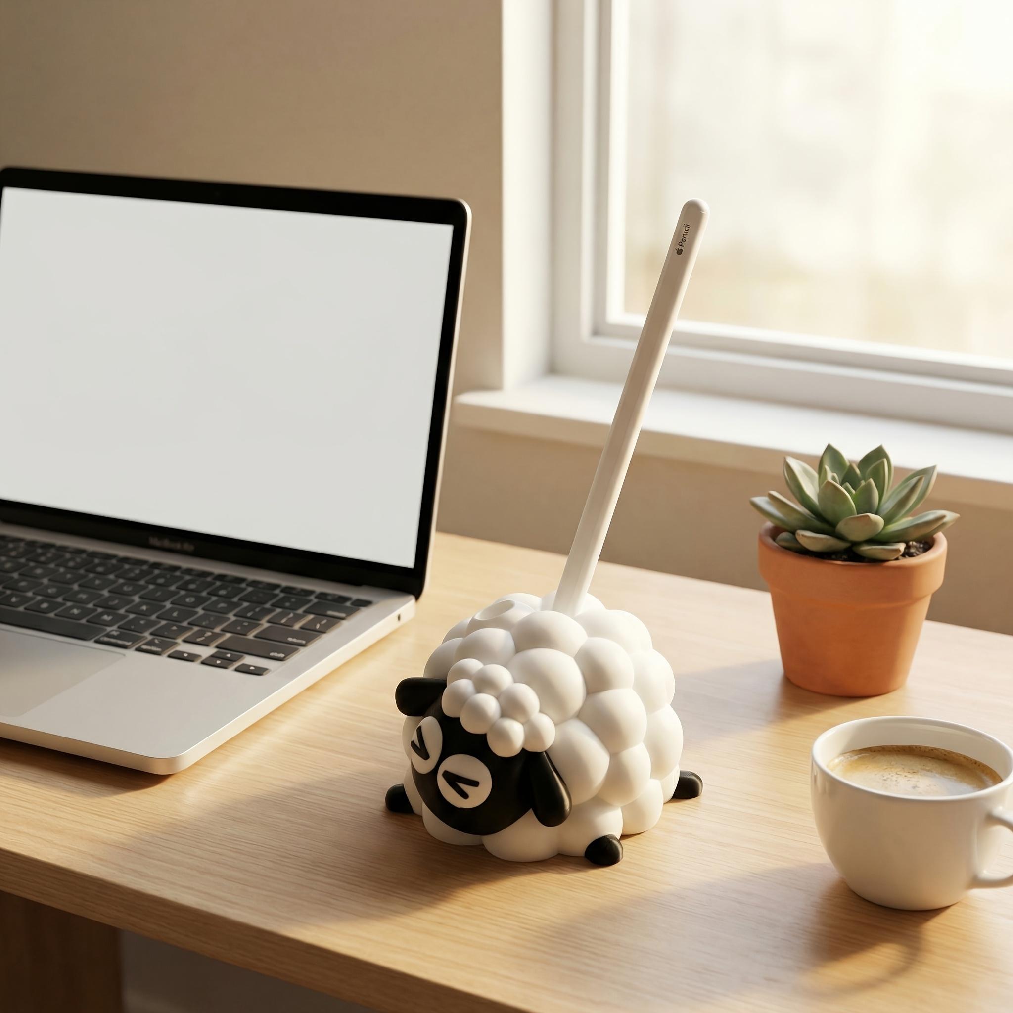 1-Piece Sheep-Shaped Pen Holder, Creative Cartoon Desktop Storage Ornament, 3D Printed Pen Holder, Single Pen Storage, Cute Design, Desktop