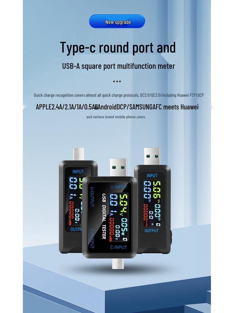 Multifunktionales USB-Spannungs- und Strommessgerät mit Digitalanzeige