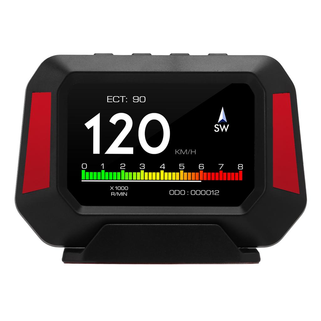 Jauge Intelligente de Voiture 3 pouces Compteur de Vitesse Numérique Affichage HUD de Voiture Mode OBD2+GPS avec Inclinomètre Boussole Vitesse Compte-tours Avertissement Vitesse