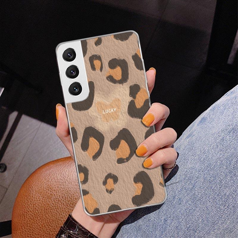 Leopard Print Phone Case For Samsung Galaxy S24 S25 Edge S26 Ultra S23 S22 S21 Plus S20 FE + Personalized Print Cover Galaxy S24