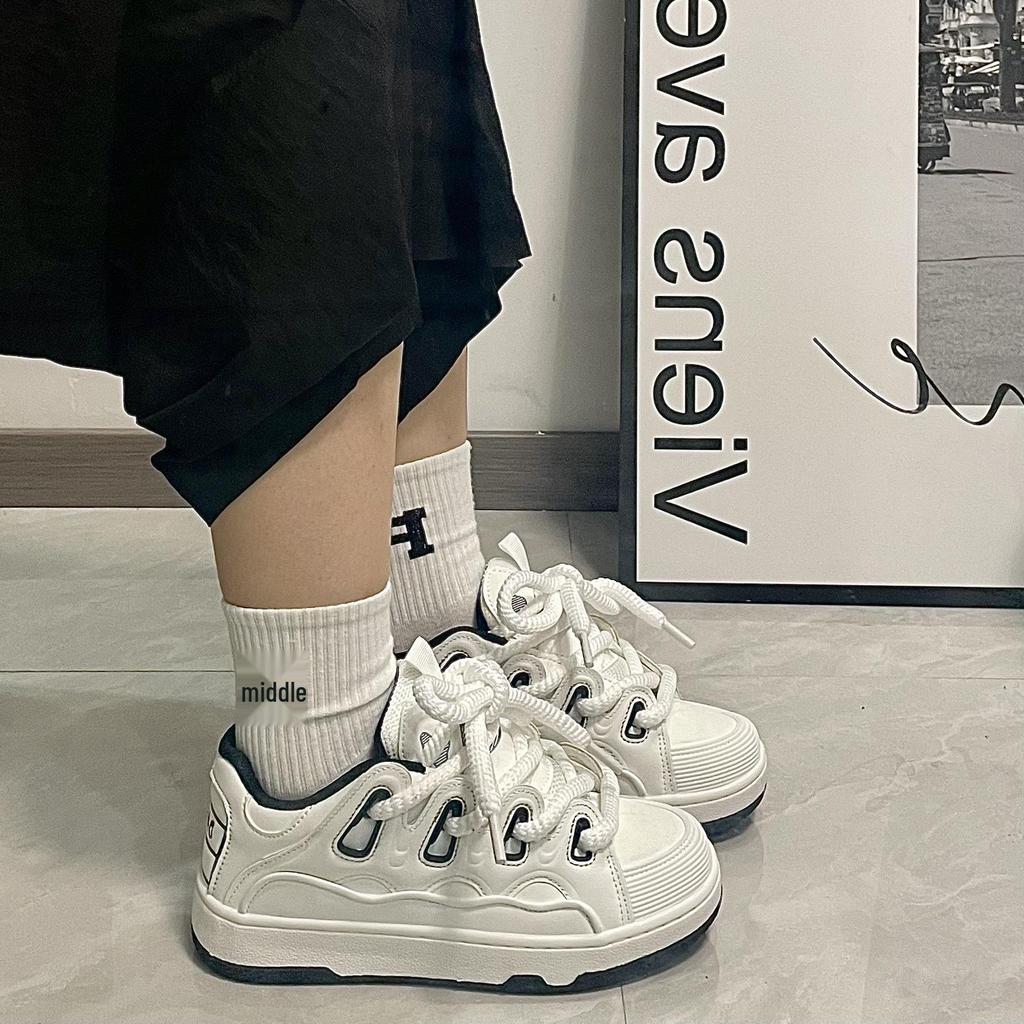 Unisex American High Street White Canvas Loafers - Trendy Spring Height-Increasing Casual Sneakers