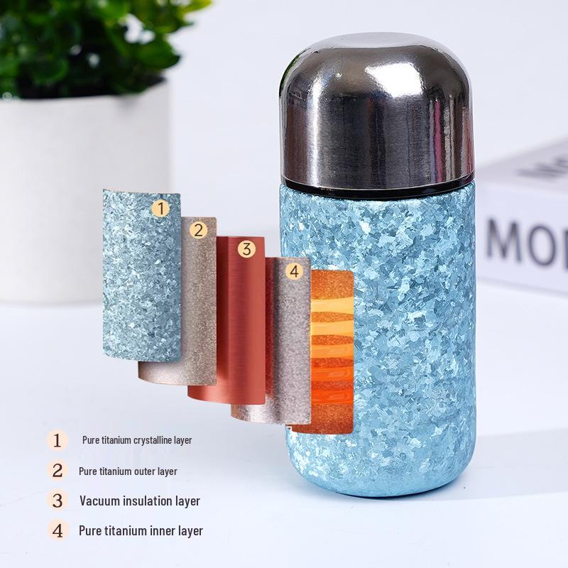 > Sleek Mini Titanium Antibacterial Double-Layer Thermos Cup - Portable, High-Value, Pocket-Sized.