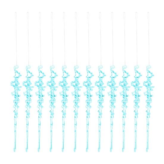 12 Pcs Crystal Christmas Icicle Ornaments for Tree Hanging Clear Acrylic Icicles
