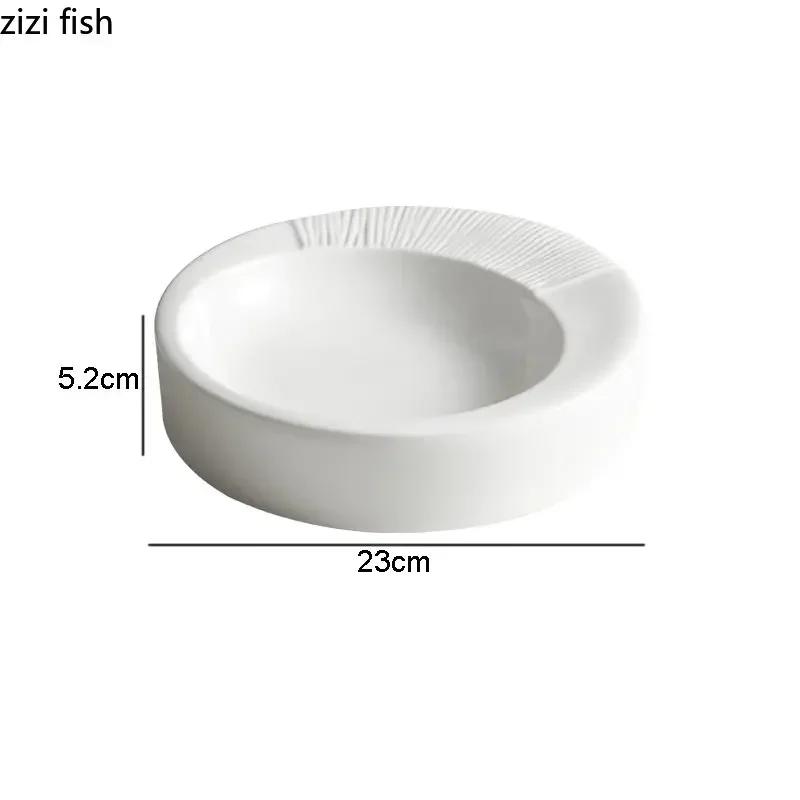 Ceramic Dinner Plate Restaurant Circular Thick Soup Plate Salad Plate Dessert Dish Snack Dish Pasta Plates Solid Color Tableware