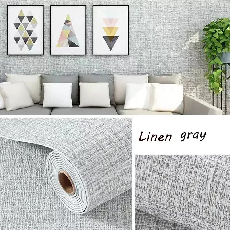 Linen Wallpaper Self-adhesive Waterproof Moisture-proof and Moldy Resistant 3D Wall Stickers Home Living Room Wall Decoration