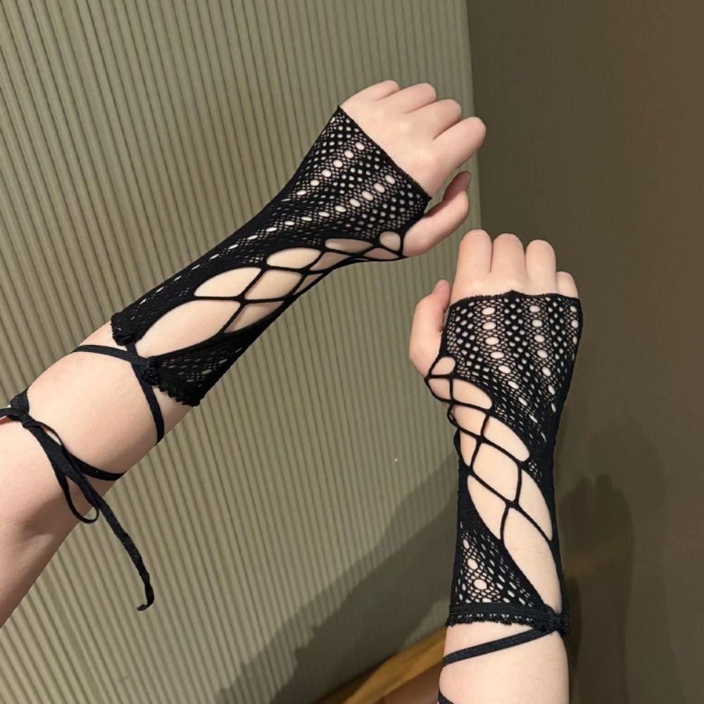 Tenké Síťované Rukavice Krajkové Volánkové Lolita Rukavice Vintage Bezprsté Rukavice