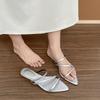 2025 New Fairy Wind Pointed One-word Slippers Female Summer Wear Flat-bottomed Open-toed Sexy Roman Cool Slippers