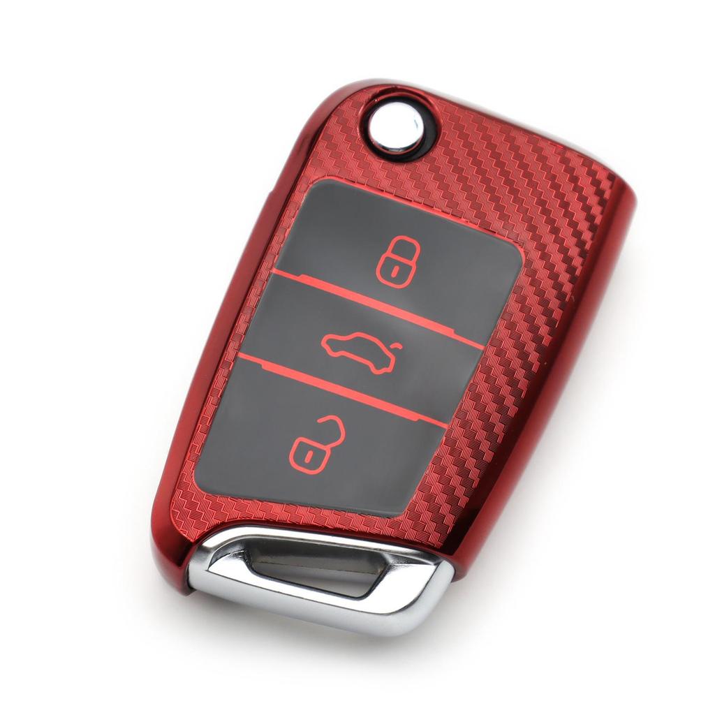 Carbon Fiber Key Case for Volkswagen Golf, Passat, Tiguan - Fits New & Old Models