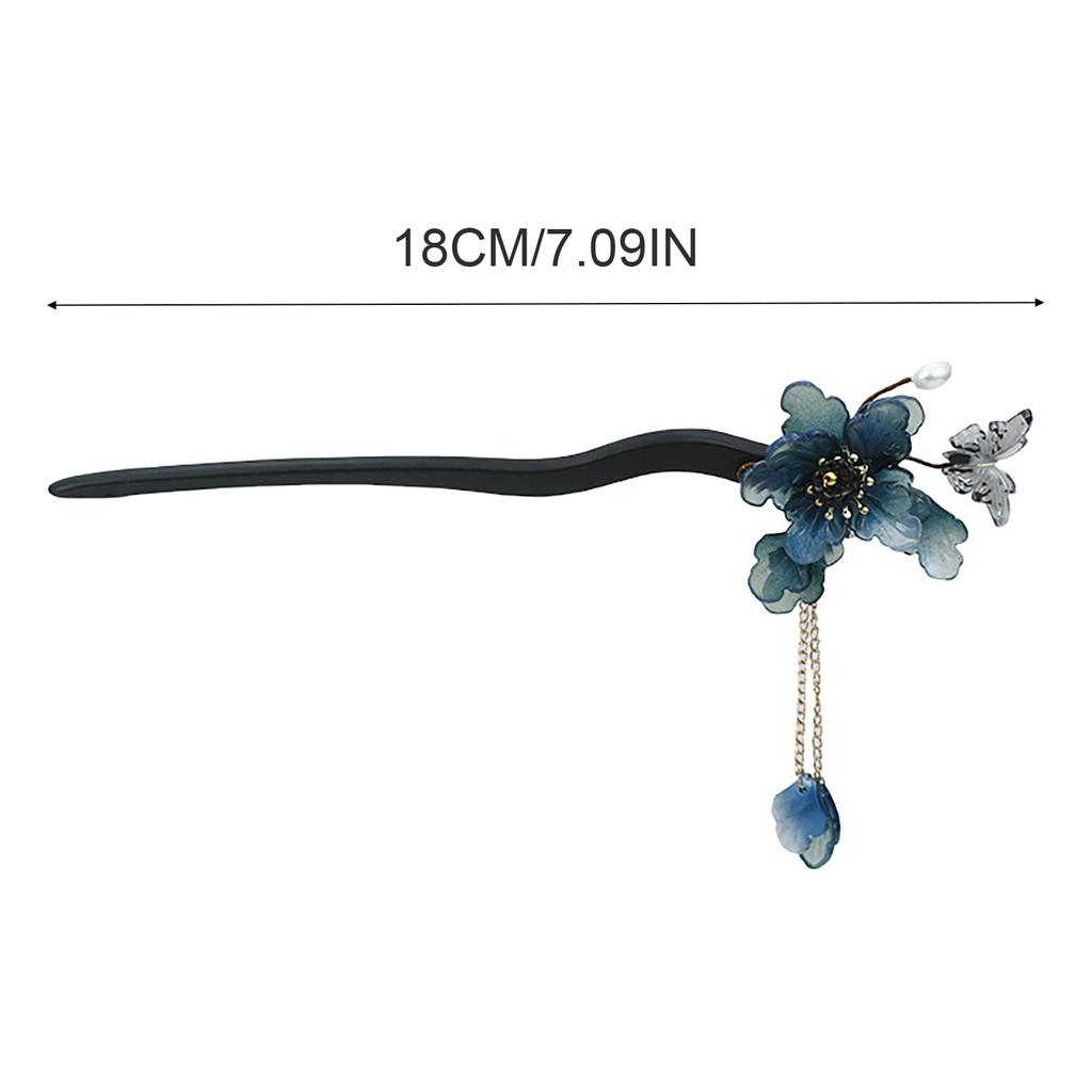 Retro Chinese Style Hair Forks Wooden/Acetate Hair Sticks Flower Hair Pins Pendant Headpieces Floral Hair Bun Maker Jewelry