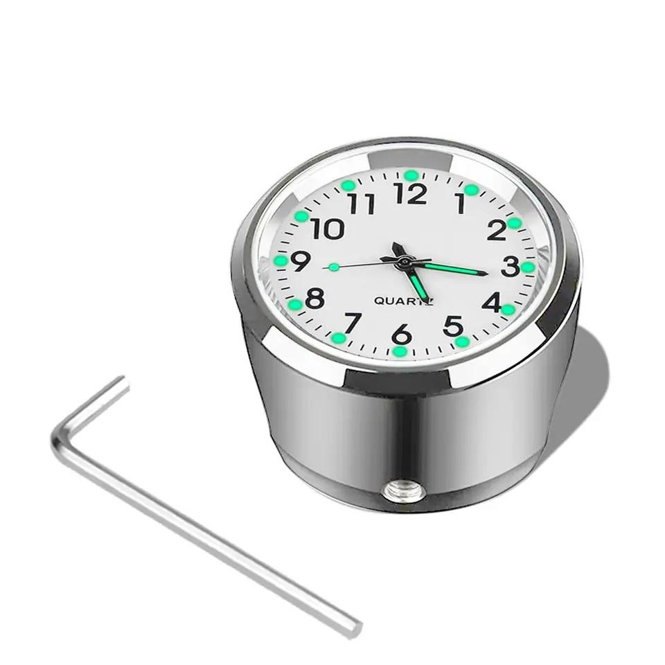 22-25mm Motorcycle Clock Chrome Waterproof Bike Handlebar Mount Quartz Watch Aluminum Luminous Clock Universal Moto Accessories