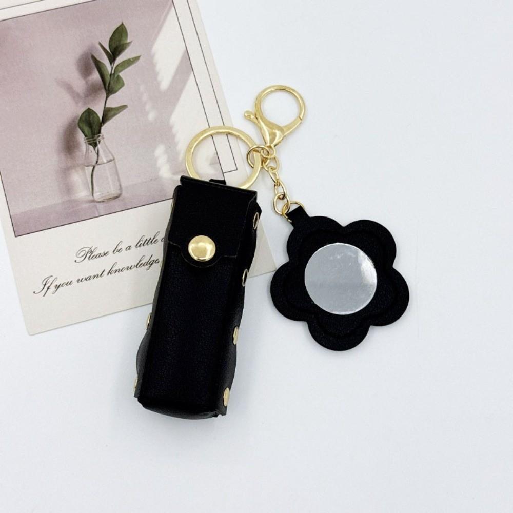 

New PVC Lipstick Bags Heart-Shaped Mirror Various Colors Lip Makeups Bag Keychain Mini Size Lipstick Pouch Daily Carry чёрный