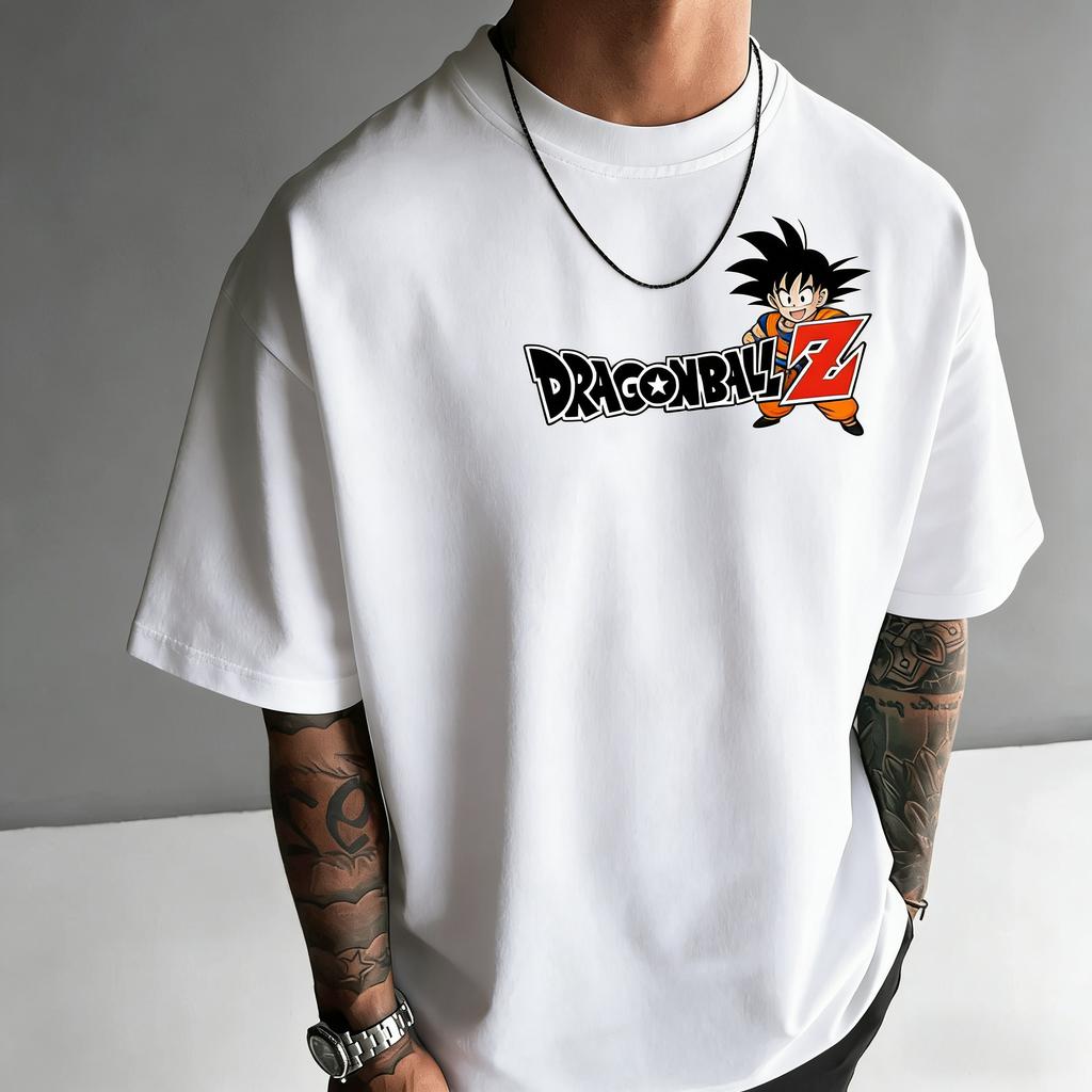 New Dragon Ball Anime Goku Roundneck Shortsleeved 2026 Bandai Summer Mens Sports Loose and Breathable Cotton Tshirt
