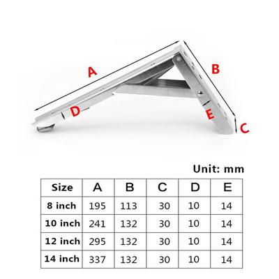 2pcs 8-14 Inch White Folding Angle Bracket DIY Home Table Bench Adjustable Wall Mounted Durable Bearing Shelf Bracket