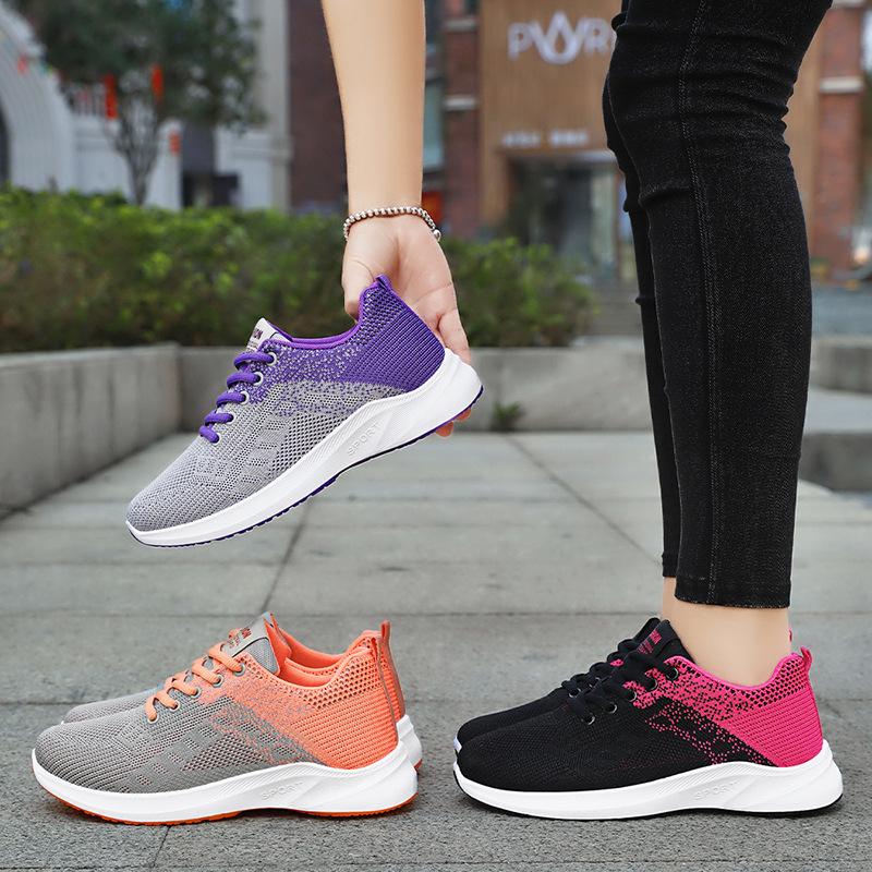 Casual Shoes Women's Shoes Spring New Casual Sports Shoes Breathable Fly-woven Sports Shoes Fashion Shoes Women