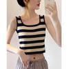 Korean Style Color Block Sleeveless Cropped Tank Top