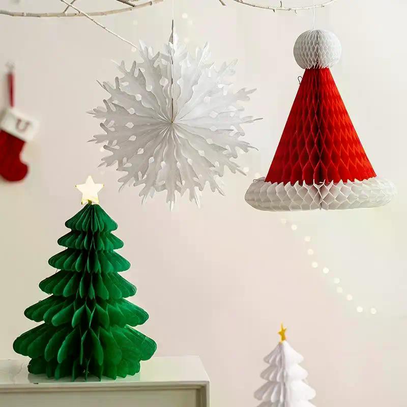 Paper Honeycomb Ball Folding Christmas Tree 3D Ornament Home Wedding Decoration Desktop Ornament 2025-2026 Christmas Decorations